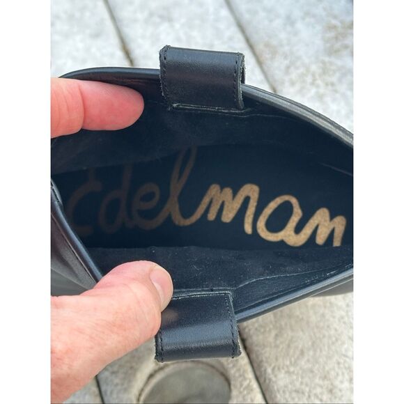 Sam Edelman Black Women's Brian Pointed-Toe Studded Leather Mid-Heel Booties Siz - Picture 5 of 9